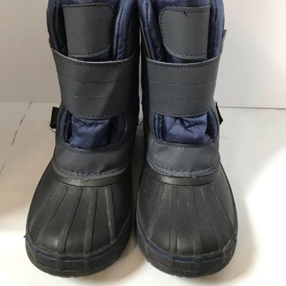 Rugged Bear blue snow winter boots lined hook n loop nonslip kids size 4 - Picture 2 of 8